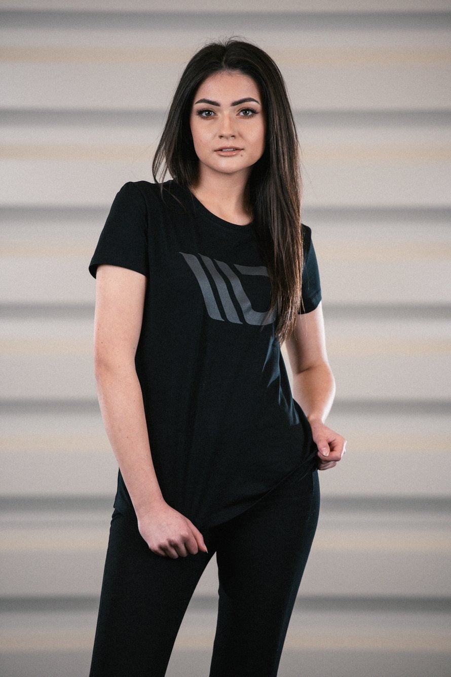 Maxton Design Womens Black T-shirt mit grey logo