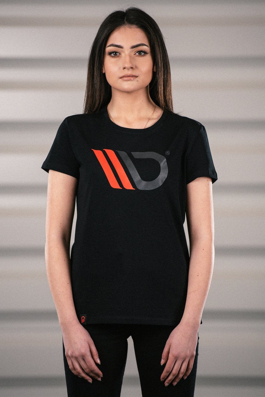 Maxton Design Womens Black T-shirt mit red logo