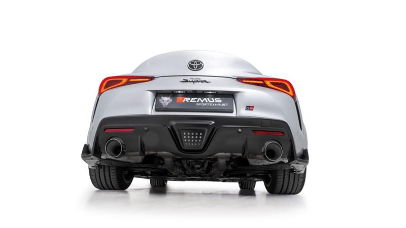 Remus Sportschalldämpfermittig  für links/rechts-Anlage (ohne Endrohre), mit 1 integrierten Klappeninkl. EG Genehmigung; für Toyota GR Supra 3,0l 250k