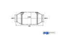 Fox HJS-Tuning Katalysator 63,5mm, bis 240 PS, bis 2600 ccm, bis Euro 3 - Hauptkatalysator - Länge: 232mm, Durchmesser 108mm - 1,7kg
