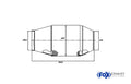 Fox HJS Universal Tuning Katalysator 90 95 0085, bis 280PS Durchmesser: 121mm - Länge: 246,5mm - Gewicht: 1,8 kg - Zellen: 200 cpsi - Anschlüsse: ab 76mm - Leistung: bis 280PS - Hubraum: bis 3500ccm - Norm: EOBD, Euro 5 - Verwendung: Hauptkatalysator bis