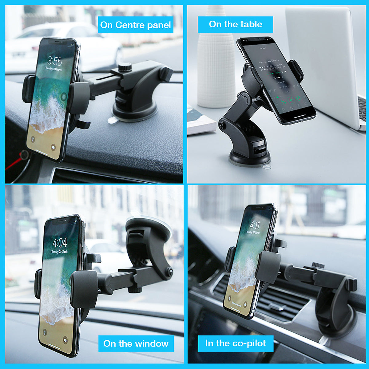 Telefonhalter Auto – Langer Teleskoparm mit Saugnapf für Armaturenbrett