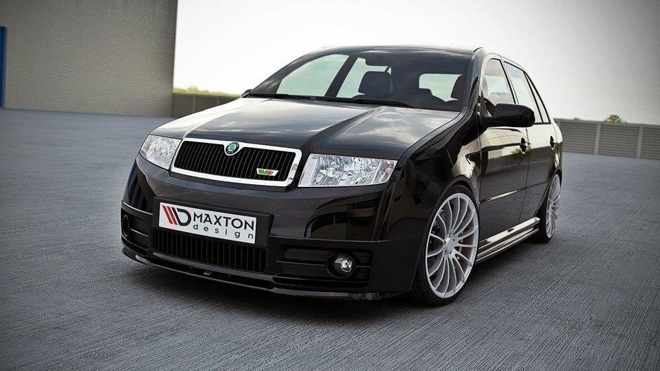 Maxton Design Street+ Spoilerlippe Front Ansatz passend für Skoda Fabia RS Mk1 schwarz Hochglanz