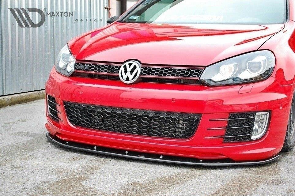 Maxton Design Street+ Spoilerlippe Front Ansatz passend für VER.2 VW GOLF 6 (FÜR GOLF GTI 35TH) schwarz Hochglanz