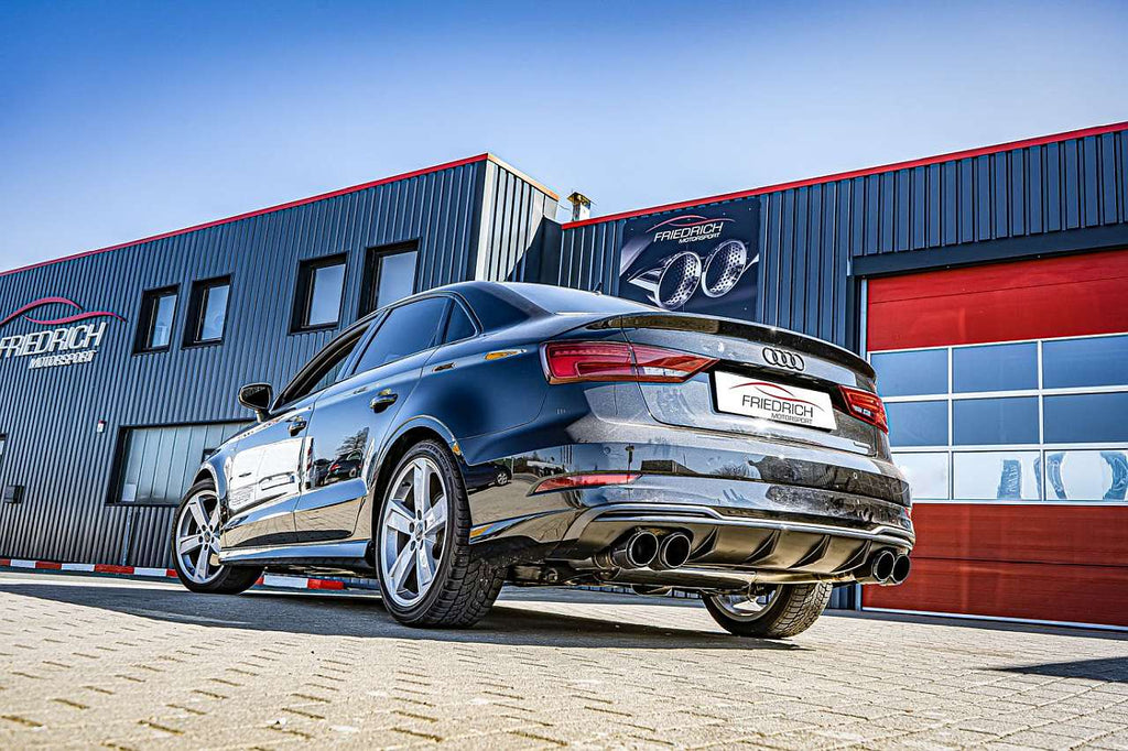 Friedrich Motorsport 76mm Duplex-Sportendschalldämpfer für Audi A3 8V Limousine Quattro (Bj. 01/2019-07/2020)
