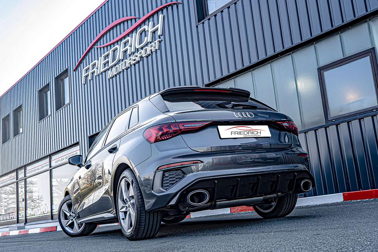 Friedrich Motorsport Duplex Sportendschalldämpfer für Audi A3 GY Sportback Frontantrieb (ab Bj. 03/2020)