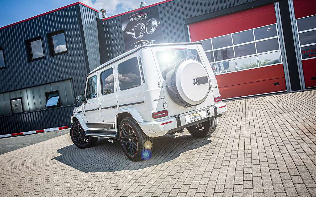 Friedrich Motorsport 2x 76mm Duplex-Endschalldämpfer mit Klappensteuerung für Mercedes W463 G-Klasse 06/2018-