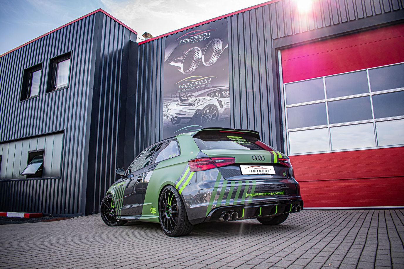Friedrich Motorsport 76mm Duplex-Anlage für Audi A3 8V 3-Türer Frontantrieb (Bj. 08/2012-08/2018)