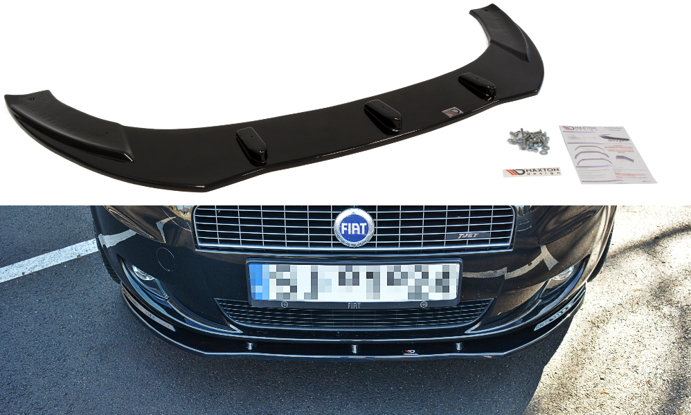 Maxton Design Street+ Spoilerlippe Front Ansatz passend für FIAT GRANDE PUNTO STANDARD schwarz Hochglanz