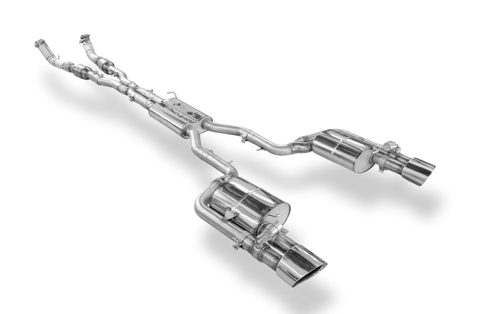 Fox passend fürAudi RS4 B7 Komplettanlage ab Kat bestehend aus Endschalldämpfer rechts/links, Vorschalldämpfer, X-Pipe und Katrohren - Endrohre 160x130 oval rechts/links inkl. Unterdruckabgasklappen
