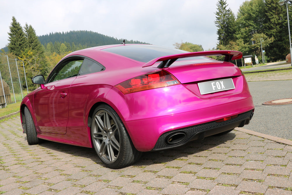Fox passend für Audi TT 8J RS Endschalldämpfer quer Ausgang rechts/links mit Unterdruckklappe + Vorschalldämpfer