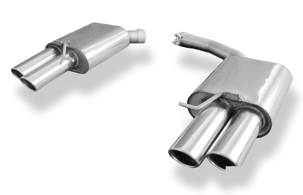 Fox passend fürAudi A5 8T Coupe + S-Line Endschalldämpfer rechts/links zweiflutig inkl. Y-Adapterrohr Ø55mm innen - 2x88x74 Typ 32 rechts/links