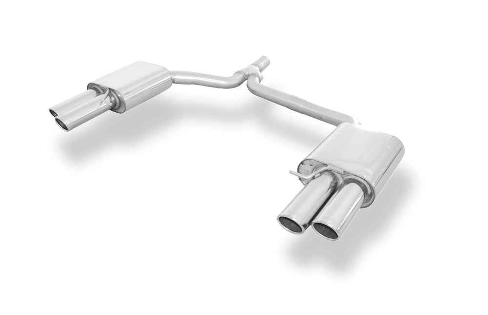 Fox passend fürAudi A4 B8 Limousine/ Avant + S-Line Endschalldämpfer rechts/links zweiflutig inkl. Y-Adapterrohr Ø55mm innen - 2x88x74 Typ 32 rechts/links