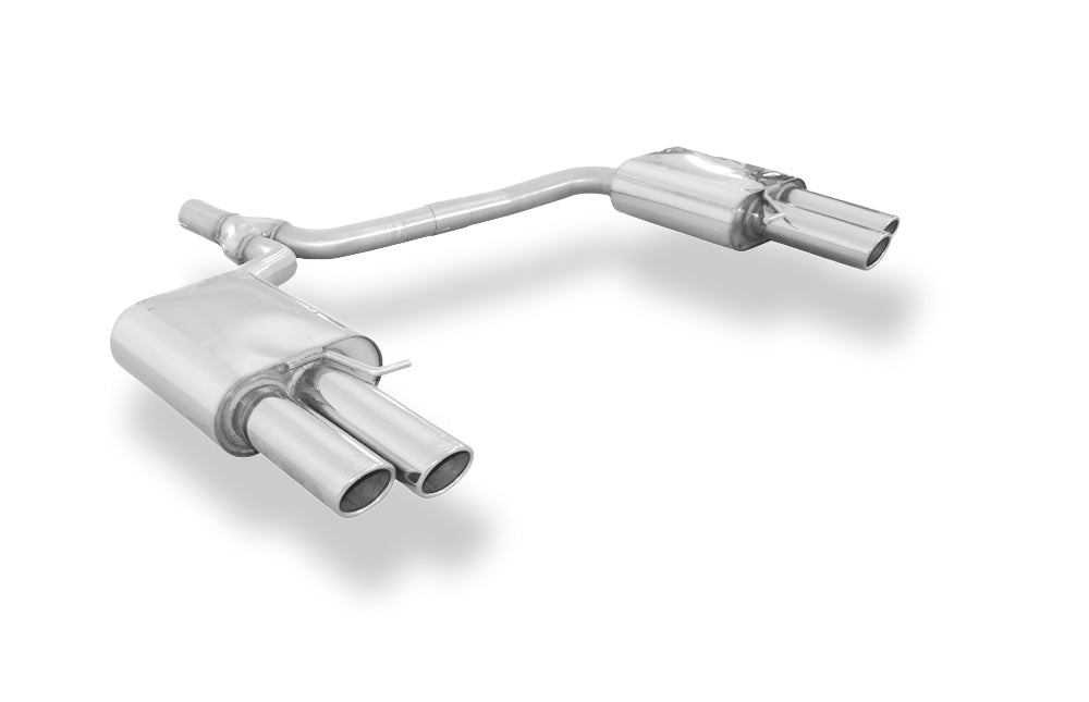 Fox passend fürAudi A4 B8 Limousine/ Avant + S-Line Endschalldämpfer rechts/links zweiflutig inkl. Y-Adapterrohr Ø55mm innen - 2x88x74 Typ 32 rechts/links