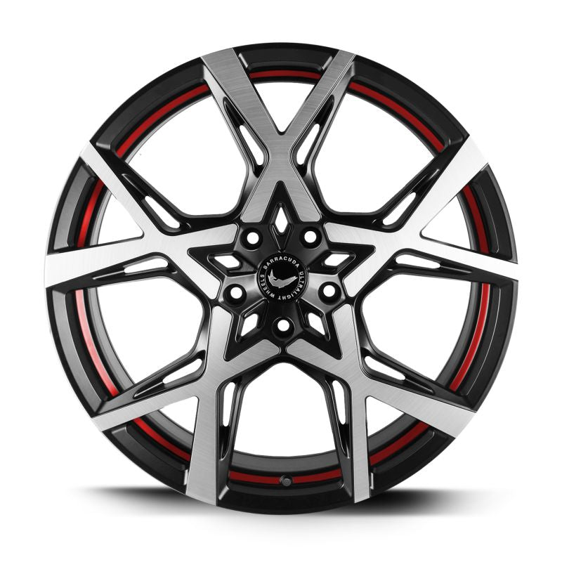 BARRACUDA PROJECT X Black brushed Surface undercut Trimline red 10x22 ET40 120