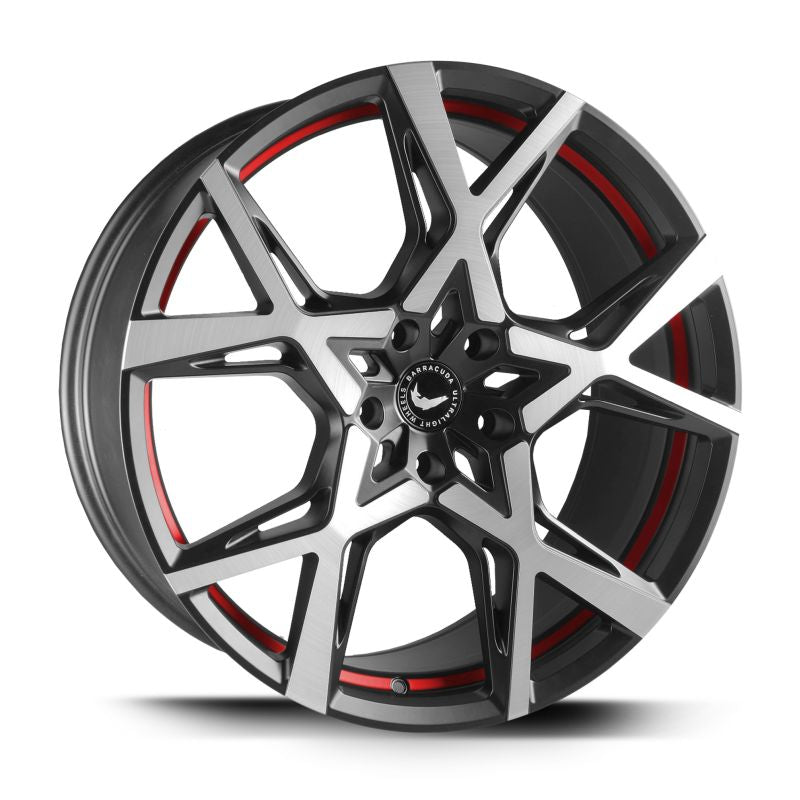 BARRACUDA PROJECT X Black brushed Surface undercut Trimline red 10x22 ET40 114