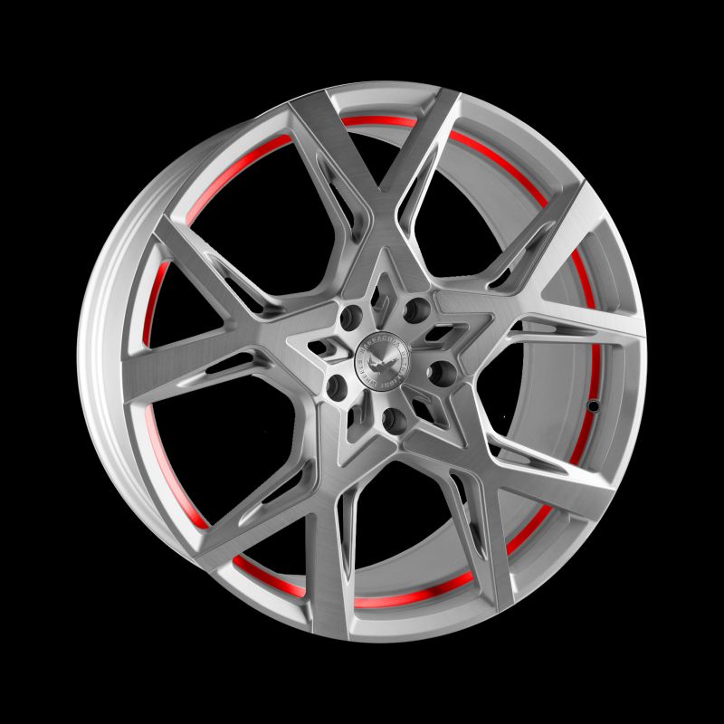 BARRACUDA PROJECT X Silver-brushed-Surface undercut Trimline red 10x22 ET45 112