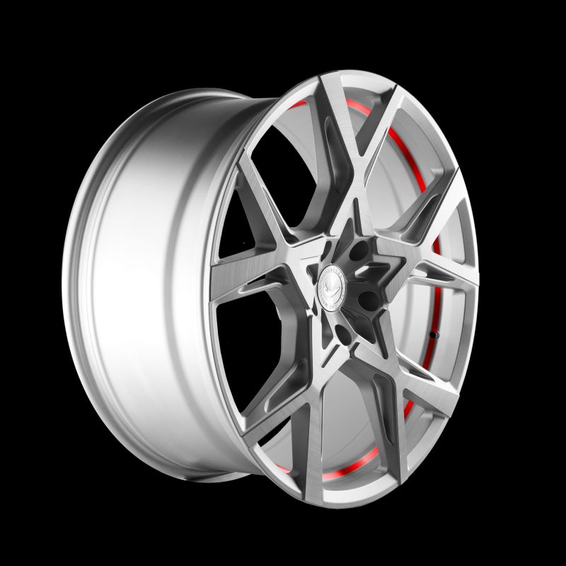 BARRACUDA PROJECT X Silver-brushed-Surface undercut Trimline red 10x22 ET45 127
