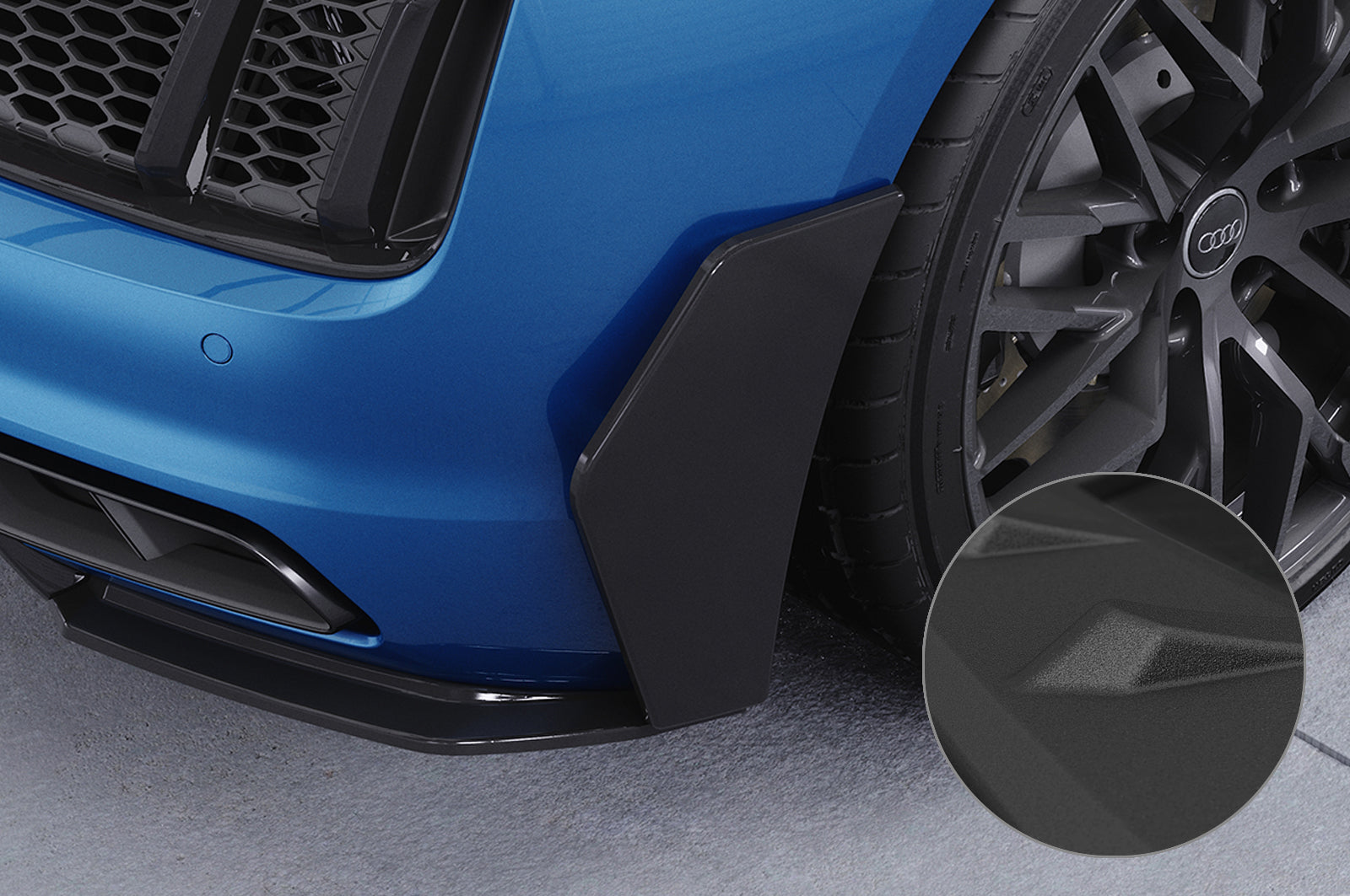 CSR Side Blades / Side Spats mit ABE für Audi R8 (Typ 4S) BL012-S Strukturiert schwarz matt (keine Lackierung erforderlich)