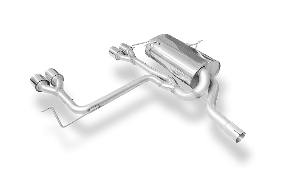 Fox passend für BMW E46 320/323/328 M3-Optik - RIEGER - V1 Endschalldämpfer mit einflutigen Eingang/ Ausgang zentriert - 4x90mm Typ 14 mittig