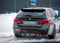 Fox passend für BMW F30/31 - 330i/ 340i xDrive Endschalldämpfer quer Ausgang rechts/links - 1x100 Typ 25 rechts/links - mit Abgasklappe im linken Endrohr - Passend an Rieger Heckansatz RIE00088122