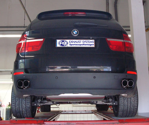 Fox passend fürBMW X5  E70 - 4,8l 261kW Endschalldämpfer quer Ausgang rechts/links, Eingang doppelflutig - 2x80 Typ 14 rechts/links