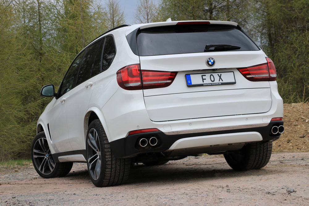 Fox passend fürBMW X5 F15 Endschalldämpfer quer Ausgang rechts/links, Eingang doppelflutig - 2x80 Typ 16 rechts/links