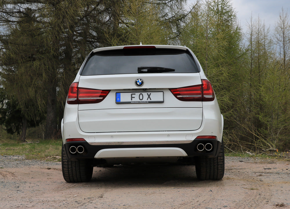 Fox passend fürBMW X5 F15 Endschalldämpfer quer Ausgang rechts/links, Eingang doppelflutig - 2x80 Typ 16 rechts/links
