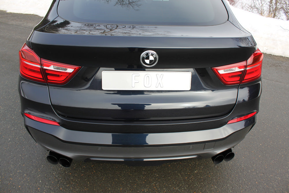 Fox passend für BMW X4 F26 - 35i 35d Endschalldämpfer quer Ausgang rechts/links - 2x90 Typ 25 rechts/links Schwarz