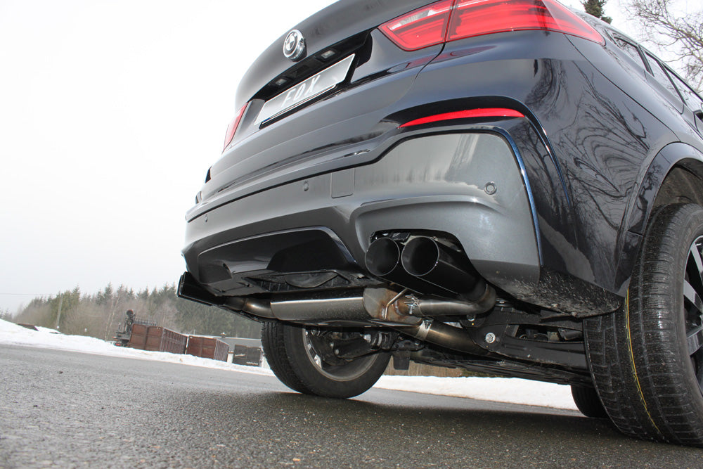 Fox passend fürBMW X4 F26 - 35i 35d Endschalldämpfer quer Ausgang rechts/links - 2x90 Typ 25 rechts/links Schwarz