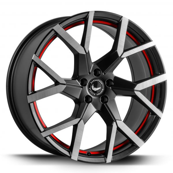 BARRACUDA TZUNAMEE EVO Dark Gunmetal brushed undercut Trimline red 8.5x19 ET33 112