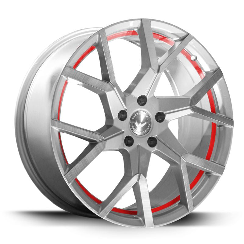BARRACUDA TZUNAMEE EVO Silver brushed undercut Trimline red 9x20 ET40 114