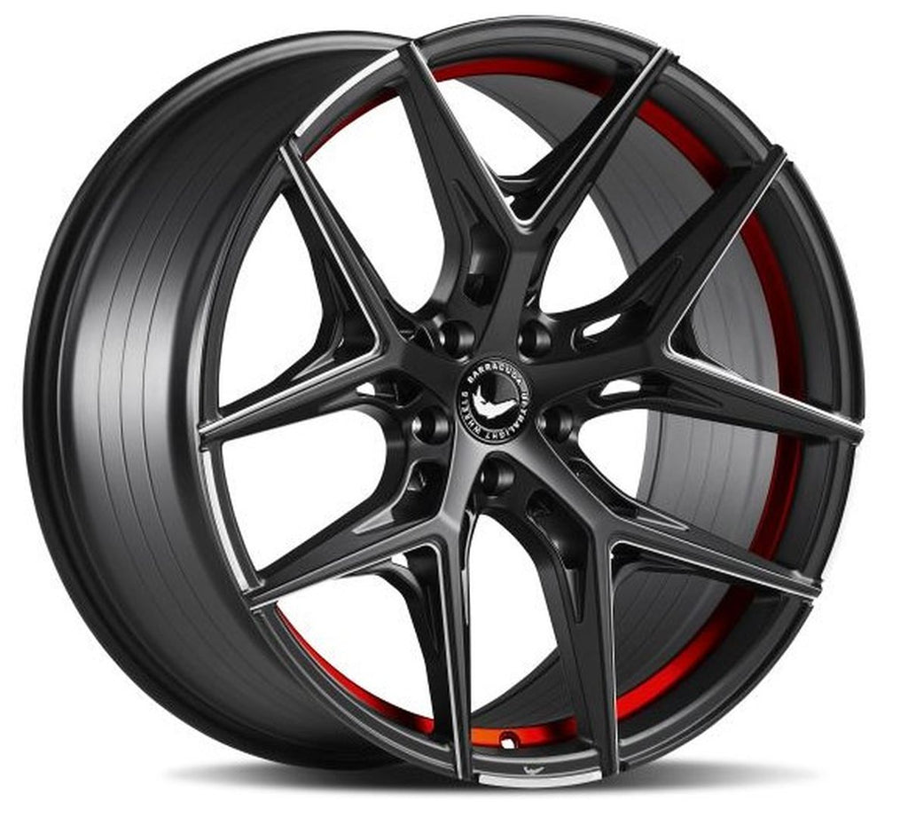BARRACUDA RAZZER Mattblack undercut Trimline rot  Puresports gefräst 8.5x20 ET33 112