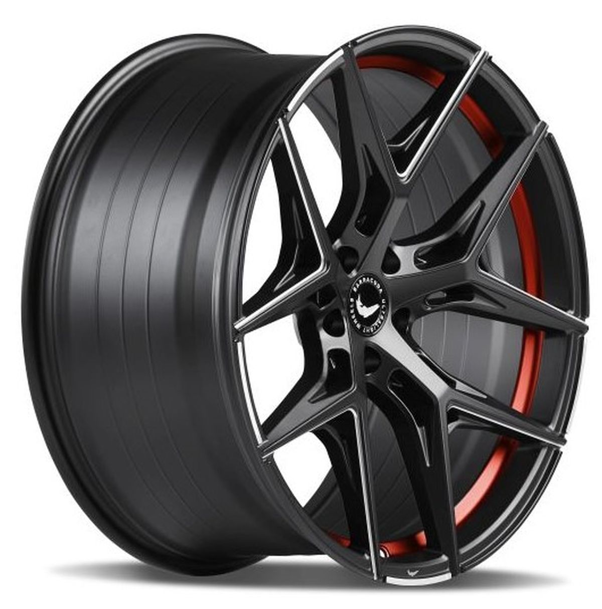 BARRACUDA RAZZER Mattblack undercut Trimline rot  Puresports gefräst 9.5x21 ET25 112