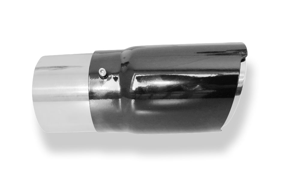 FoxCover black - 100mm Endrohrhülle mit Madenschrauben für Endrohr Ø90 - Länge: 150mm
