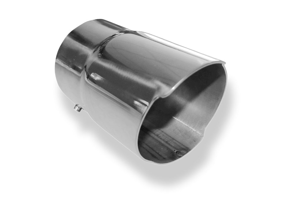 FoxCover silber - 100mm Endrohrhülle mit Madenschrauben für Endrohr Ø90 - Länge: 150mm