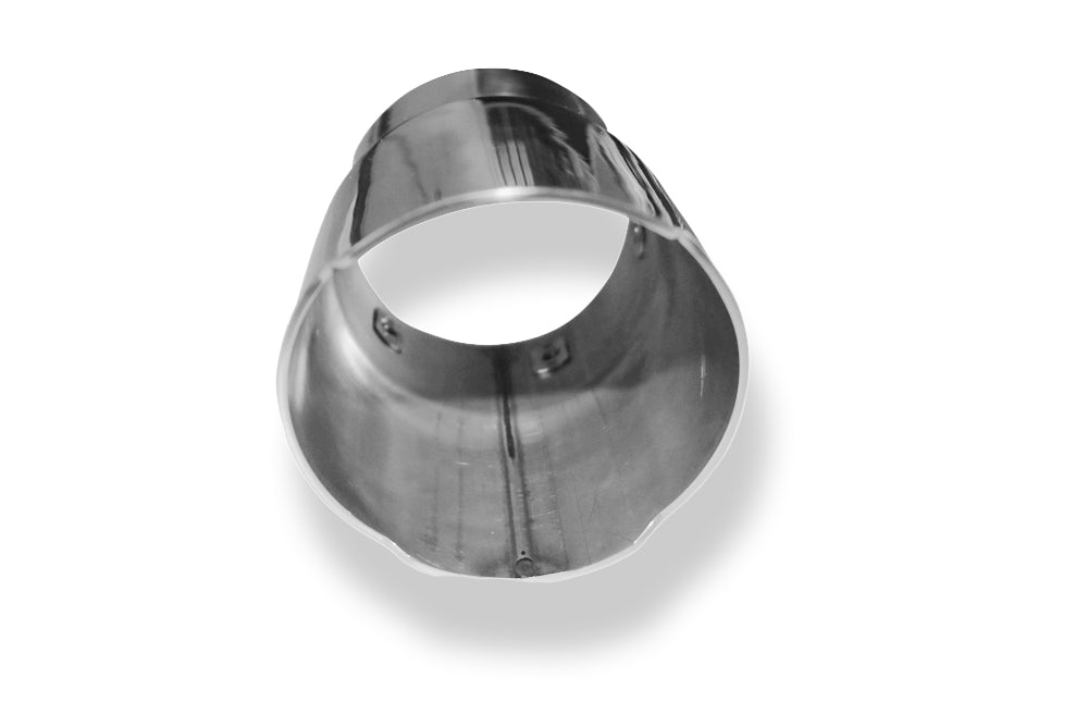 Fox Cover silber - 100mm Endrohrhülle mit Madenschrauben für Endrohr Ø90 - Länge: 150mm