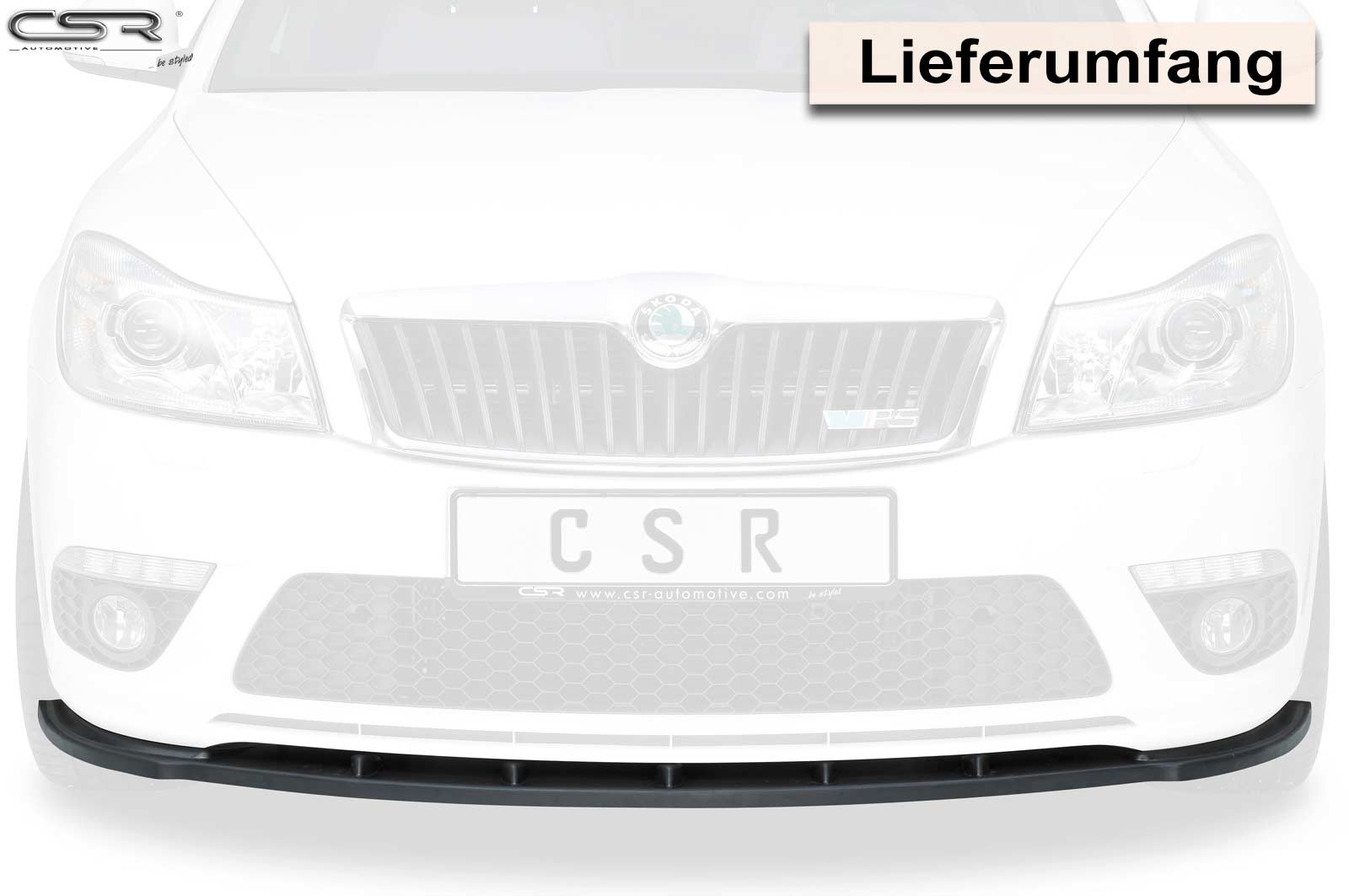 CSR Frontspoiler | Cup-Spoilerlippe mit ABE für Skoda Octavia II (1Z) RS CSL001-C Carbon Look Hochglanz (keine Lackierung erforderlich)