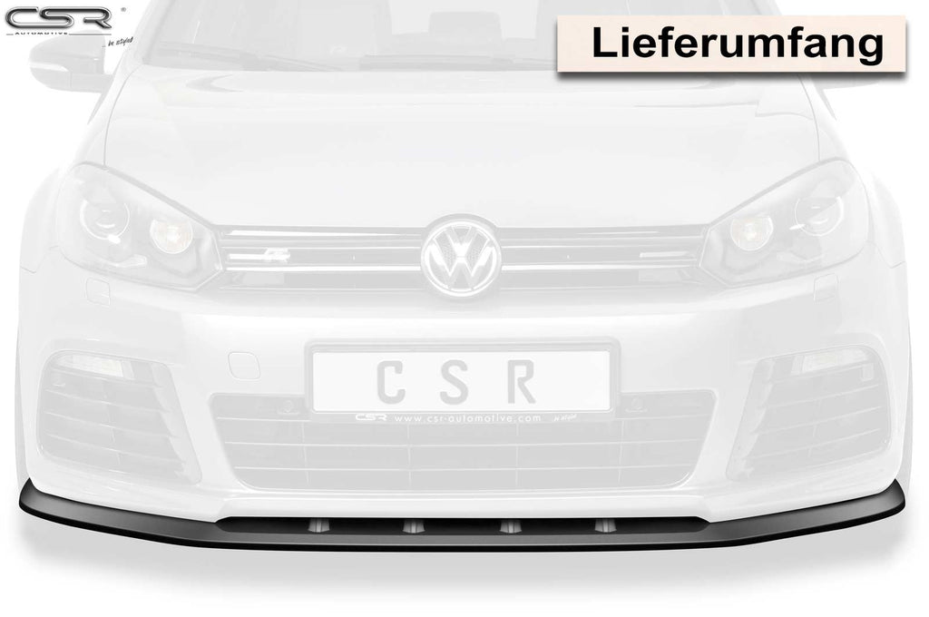 CSR Frontspoiler | Cup-Spoilerlippe mit ABE für VW Golf 6 R CSL002-S Strukturiert schwarz matt (keine Lackierung erforderlich)