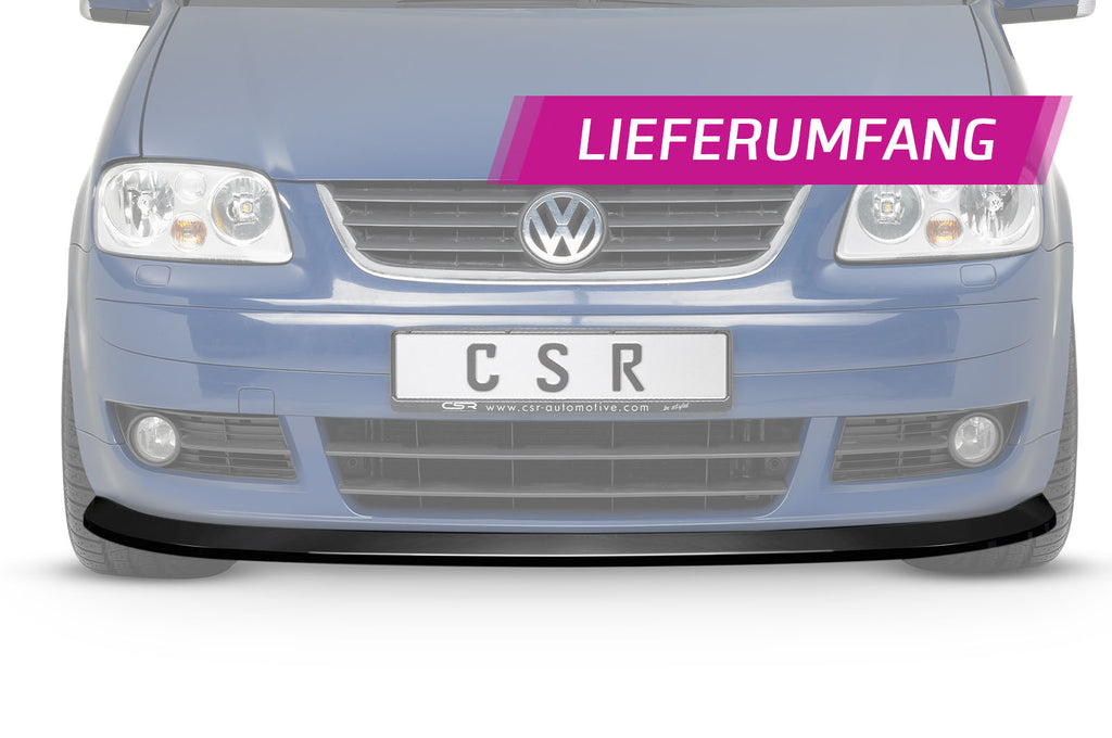 CSR Frontspoiler | Cup-Spoilerlippe mit ABE mit ABE für VW Touran I (Typ 1T) CSL005-C Carbon Look Hochglanz (keine Lackierung erforderlich)