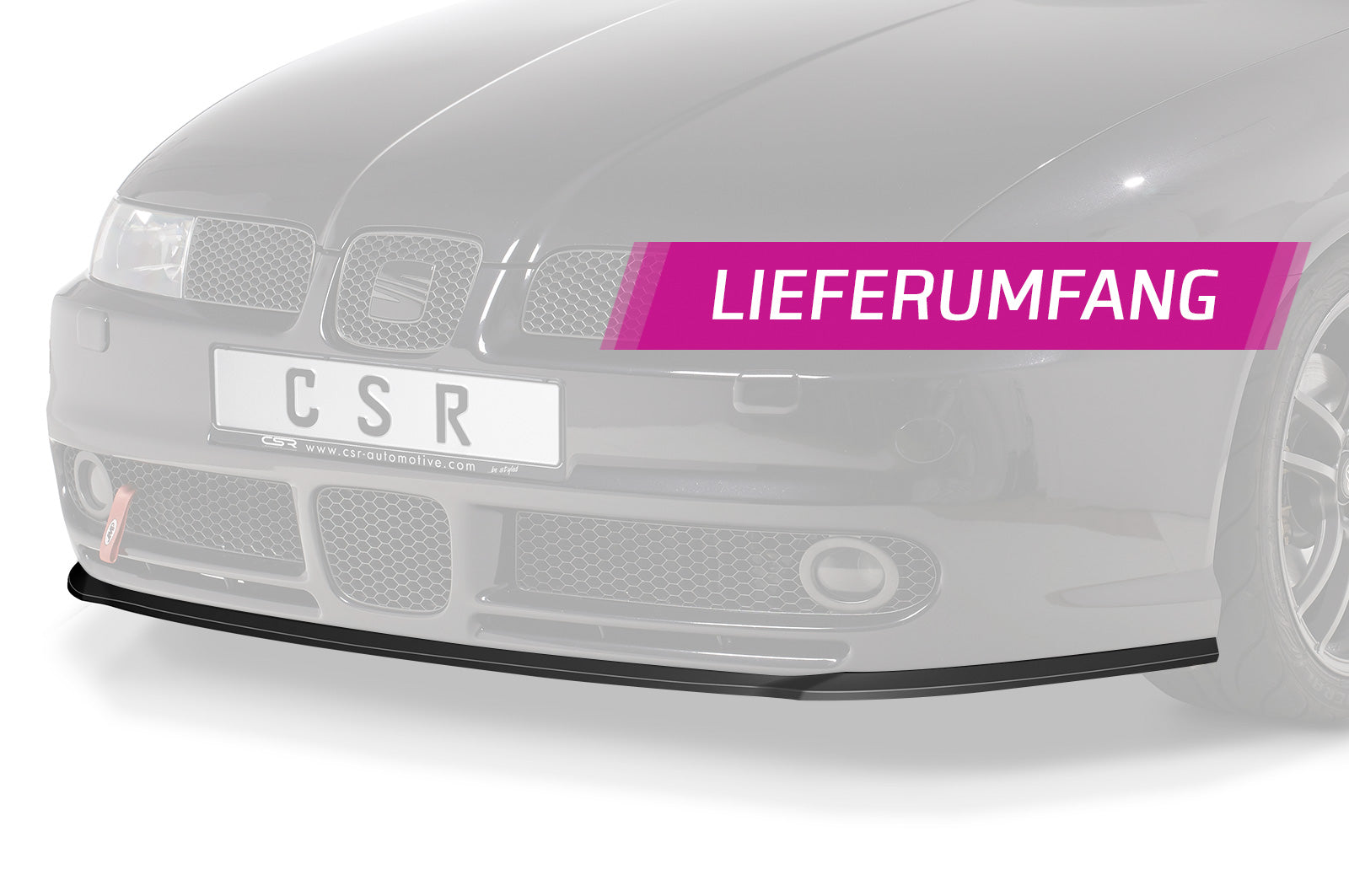 CSR Frontspoiler | Cup-Spoilerlippe mit ABE für Seat Leon 1 (1M) Cupra/Sport/FR CSL052-G Glossy schwarz Hochglanz (keine Lackierung erforderlich)