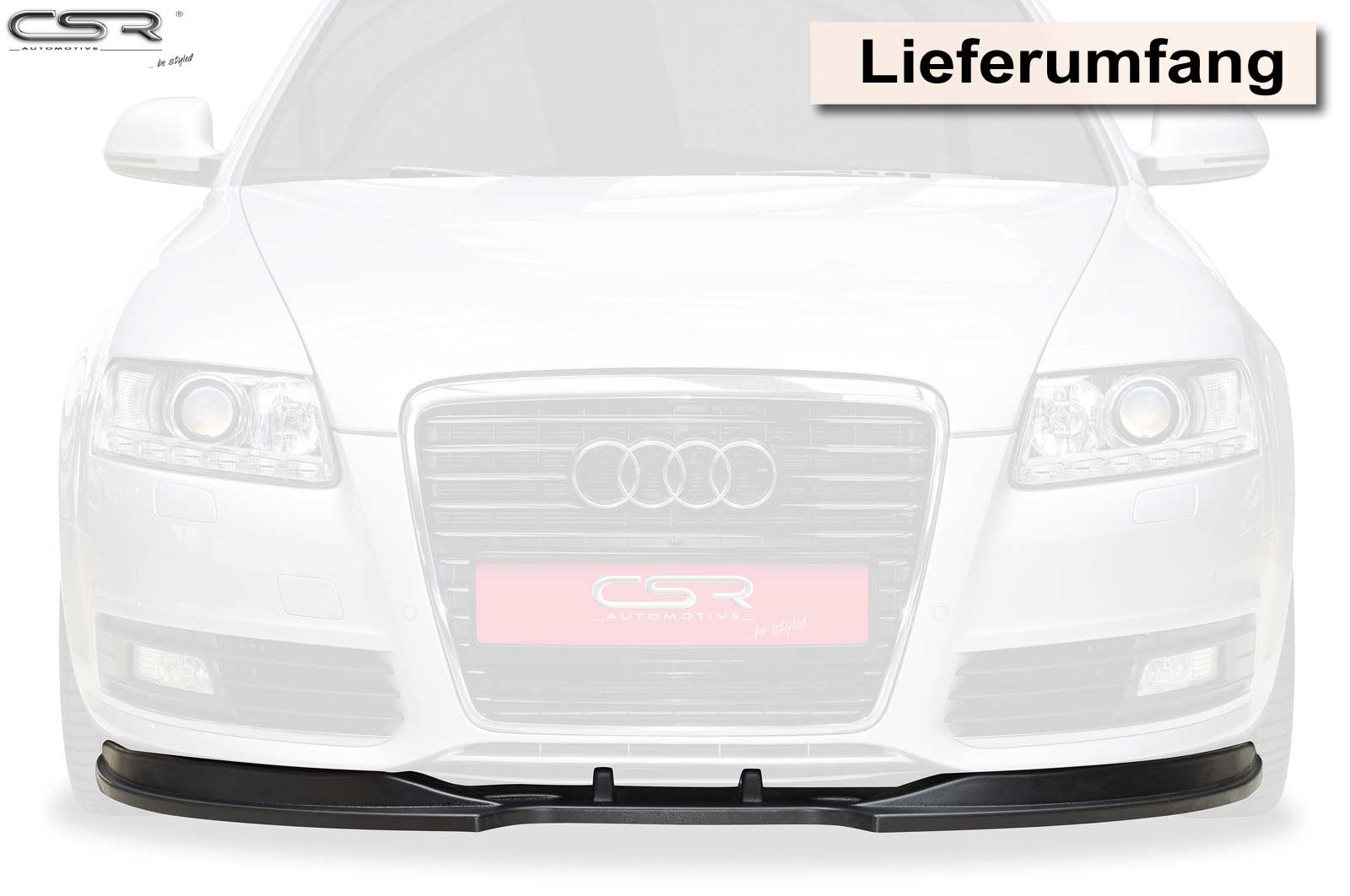 CSR Frontspoiler | Cup-Spoilerlippe mit ABE für Audi A6 4F S-Line CSL106-S Strukturiert schwarz matt (keine Lackierung erforderlich)