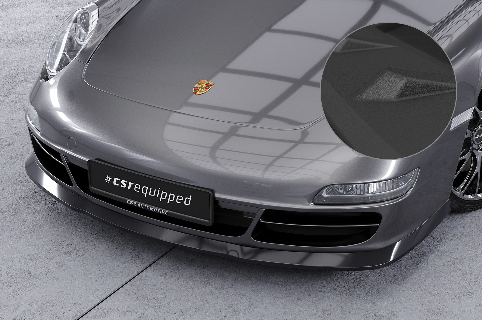 CSR Frontspoiler | Cup-Spoilerlippe mit ABE für Porsche 911/997 CSL114-S Strukturiert schwarz matt (keine Lackierung erforderlich)