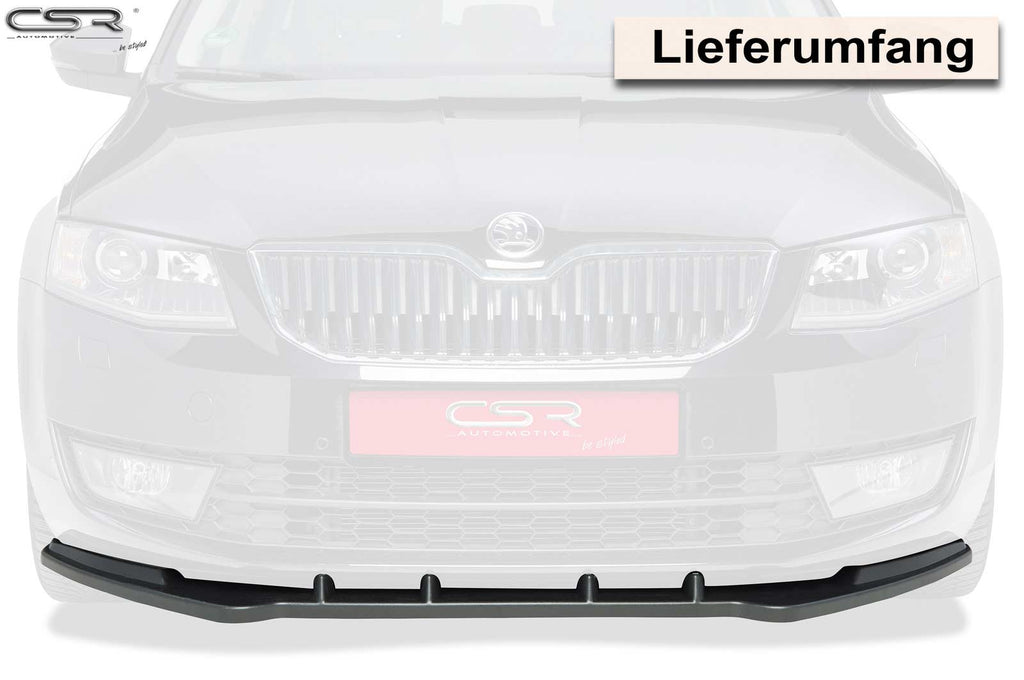 CSR Frontspoiler | Cup-Spoilerlippe mit ABE für Skoda Octavia 3 Typ 5E CSL134-S Strukturiert schwarz matt (keine Lackierung erforderlich)