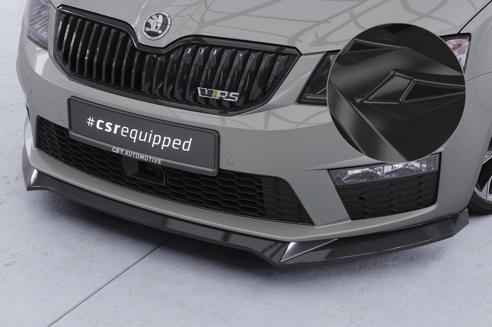 CSR Frontspoiler | Cup-Spoilerlippe mit ABE für Skoda Octavia 3 (Typ 5E) RS CSL150-G Glossy schwarz Hochglanz (keine Lackierung erforderlich)