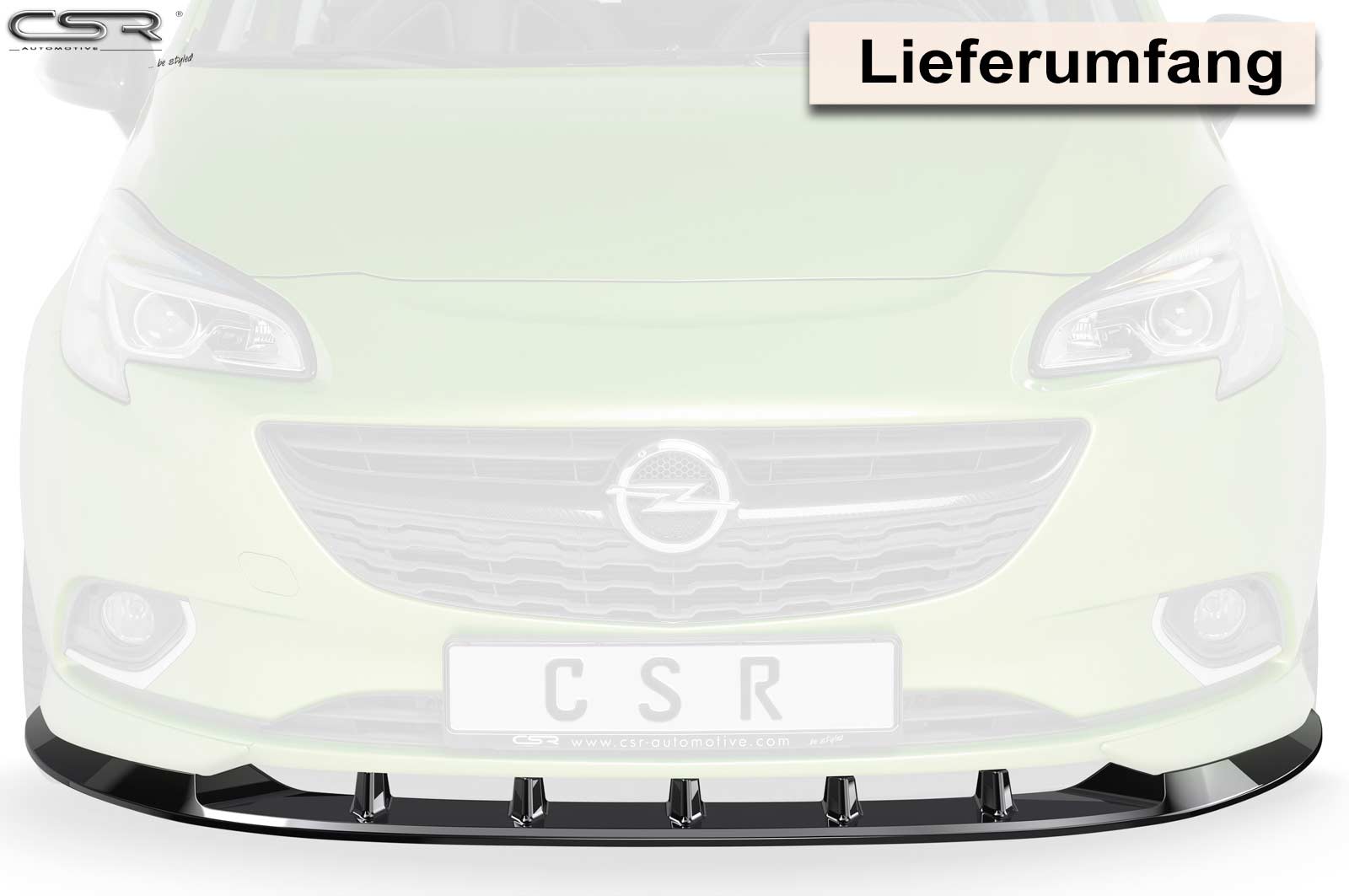 CSR Frontspoiler | Cup-Spoilerlippe mit ABE für Opel Corsa E OPC-Line CSR-CSL154-G Glossy schwarz Hochglanz (keine Lackierung erforderlich)