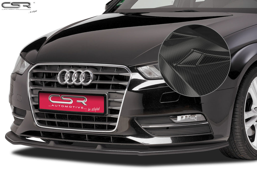 CSR Frontspoiler | Cup-Spoilerlippe mit ABE für Audi A3 8V CSL179-C Carbon Look Hochglanz (keine Lackierung erforderlich)