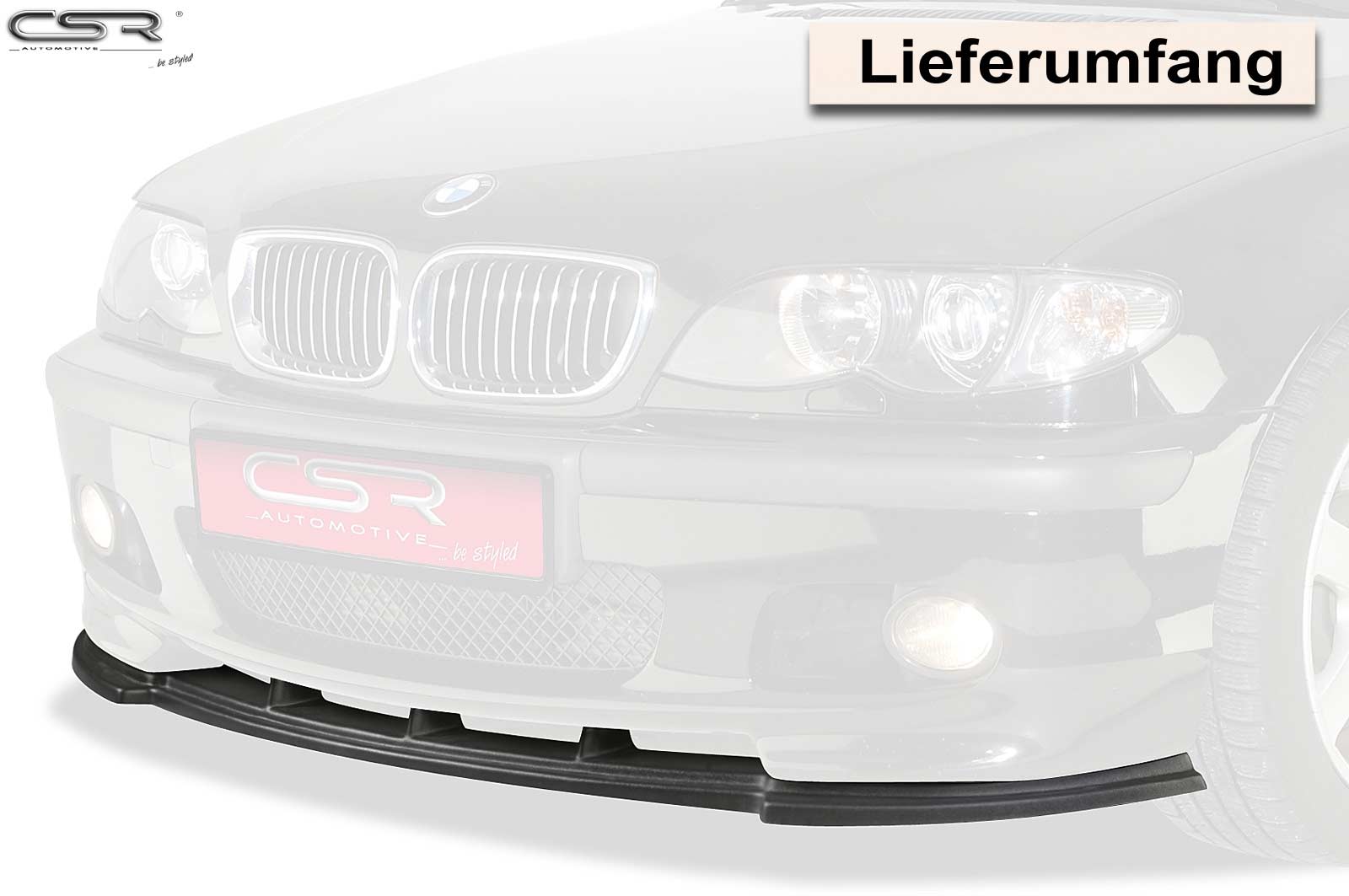 CSR Frontspoiler | Cup-Spoilerlippe mit ABE für BMW 3er E46 CSL185-S Strukturiert schwarz matt (keine Lackierung erforderlich)