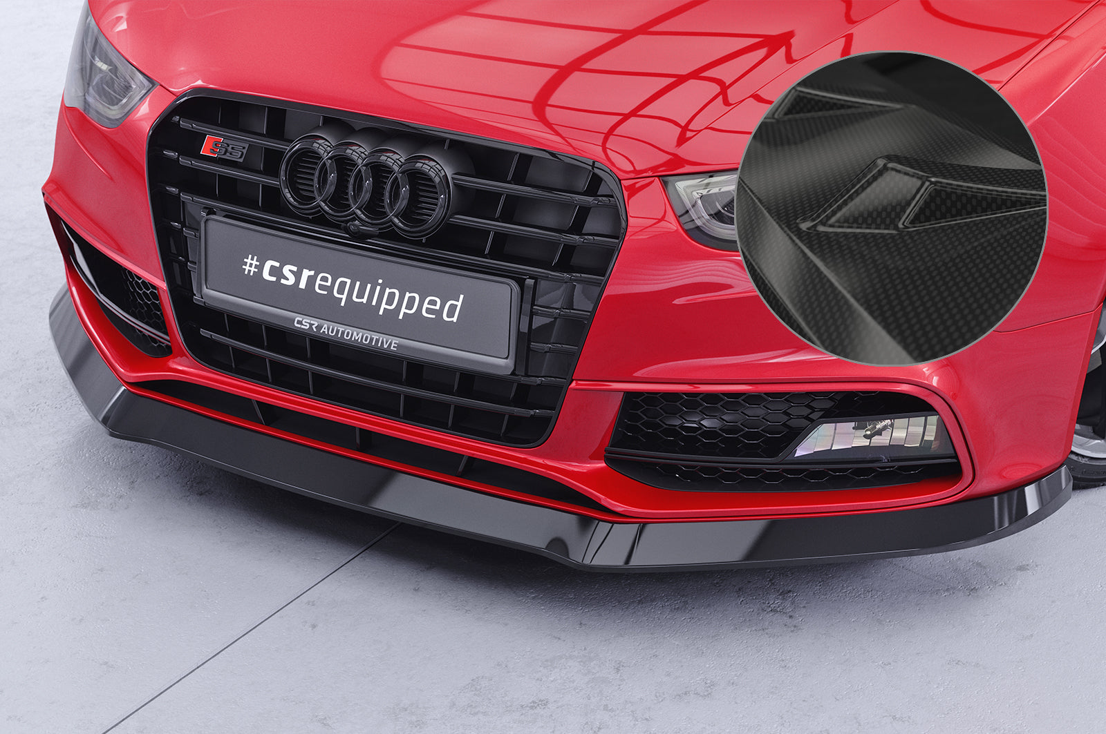 CSR Frontspoiler | Cup-Spoilerlippe mit ABE für Audi A5/S5 8T CSR-CSL187-C Carbon Look Hochglanz (keine Lackierung erforderlich)