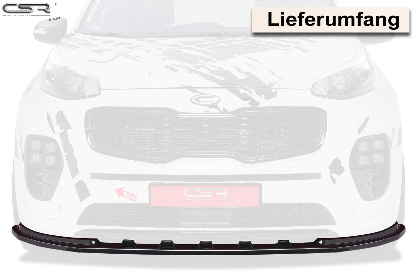 CSR Frontspoiler | Cup-Spoilerlippe mit ABE für Kia Sportage QL CSL200-L Unlackiert roh (Lackierung erforderlich)